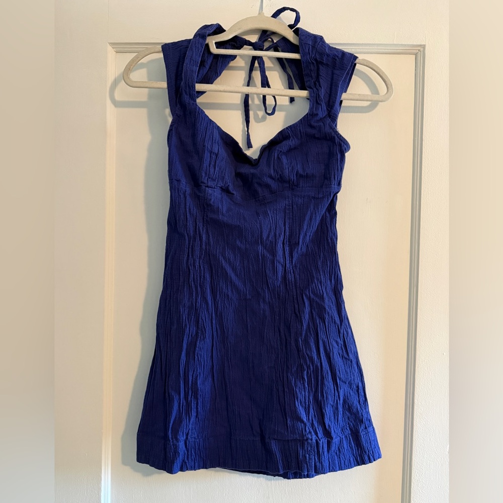 Free People Cobalt Blue Halter Mini Dress
